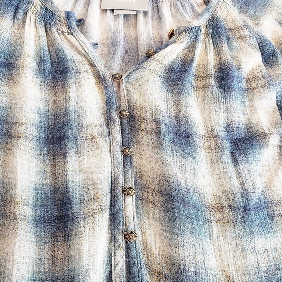 Anthropologie MAEVE Cavalon Plaid Peplum Tunic M - Picture 4 of 7